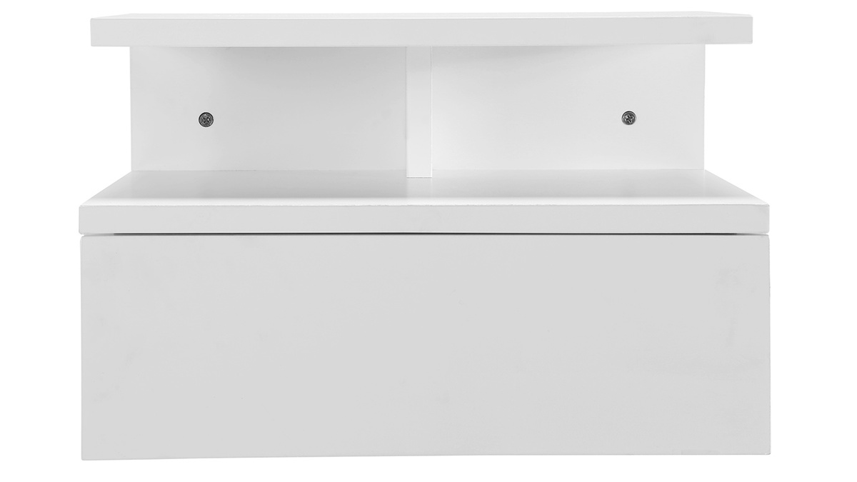 Comodino a parete design laccato bianco opaco MITSY