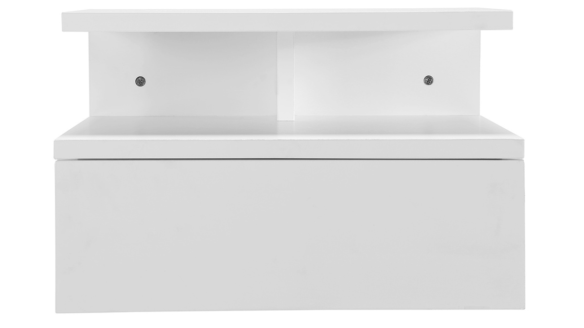 Comodino a parete design laccato bianco opaco MITSY