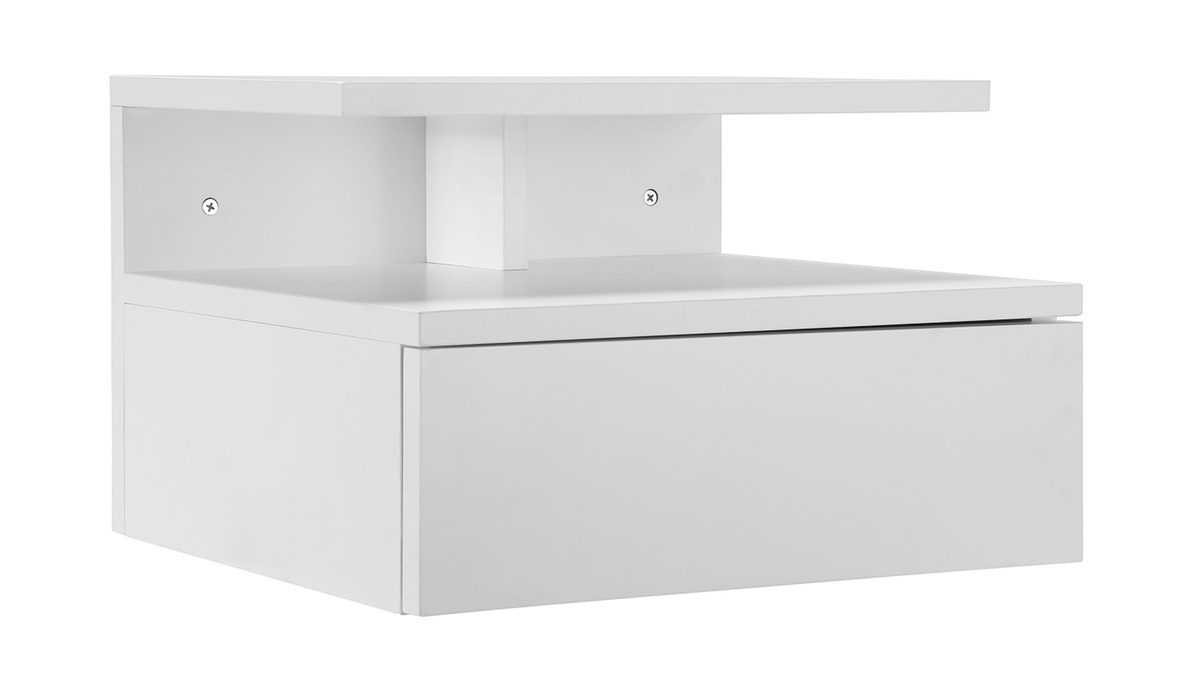 Comodino a parete design laccato bianco opaco MITSY