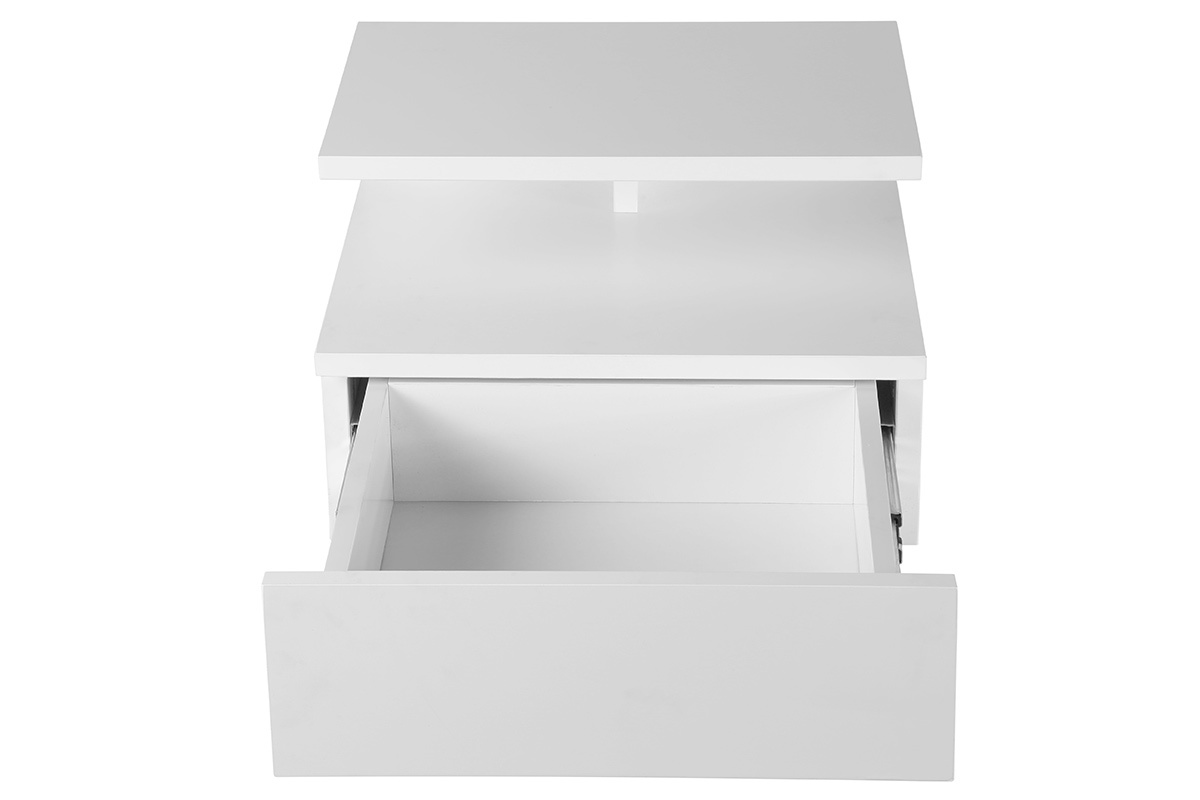Comodino a parete design laccato bianco opaco MITSY