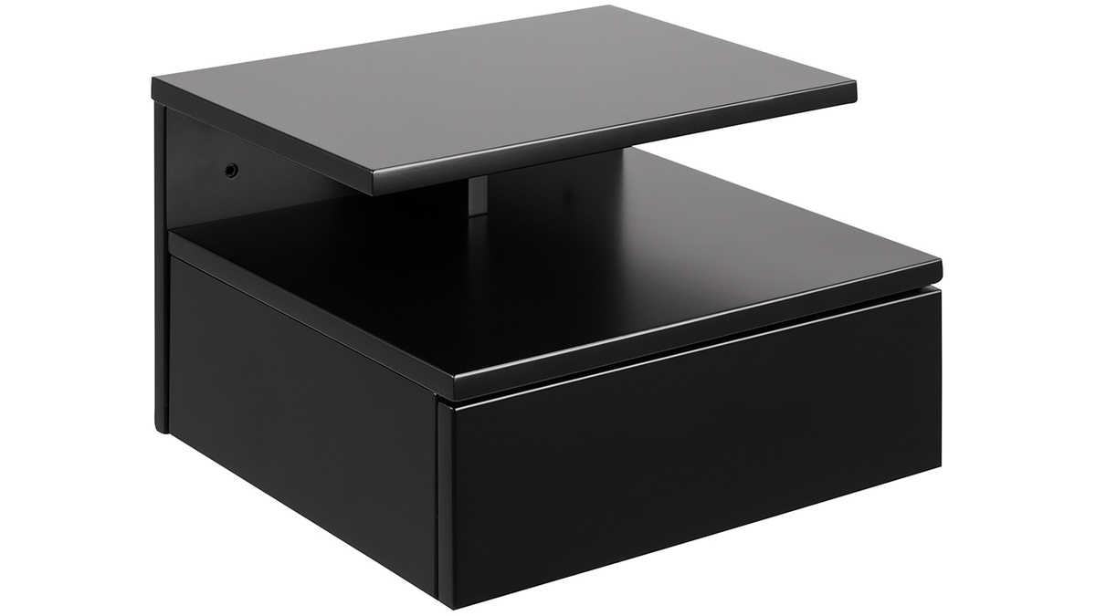 Comodino a parete design laccato opaco nero MITSY