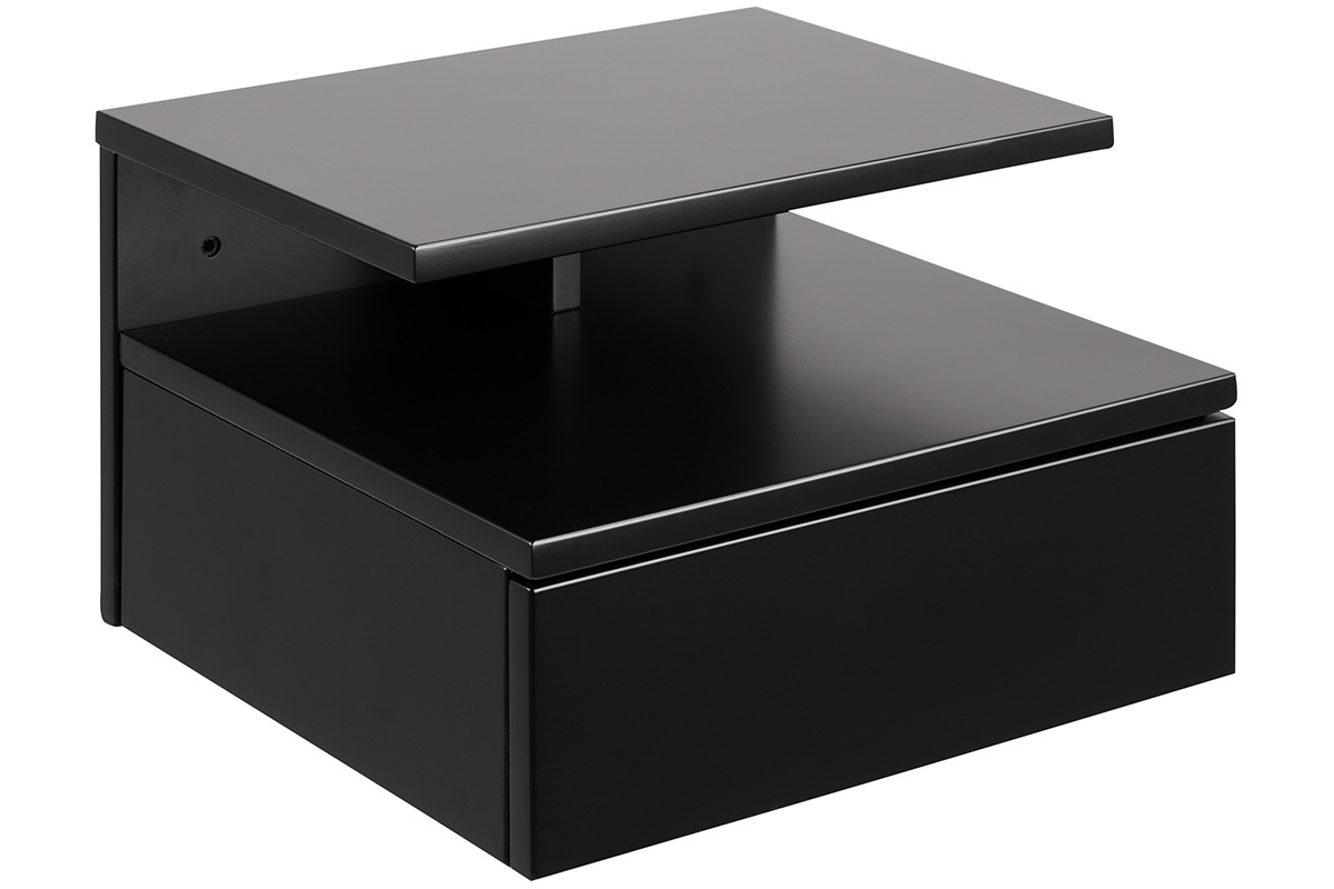 Comodino a parete design laccato opaco nero MITSY