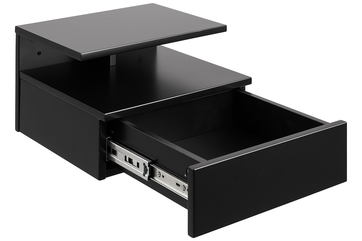 Comodino a parete design laccato opaco nero MITSY