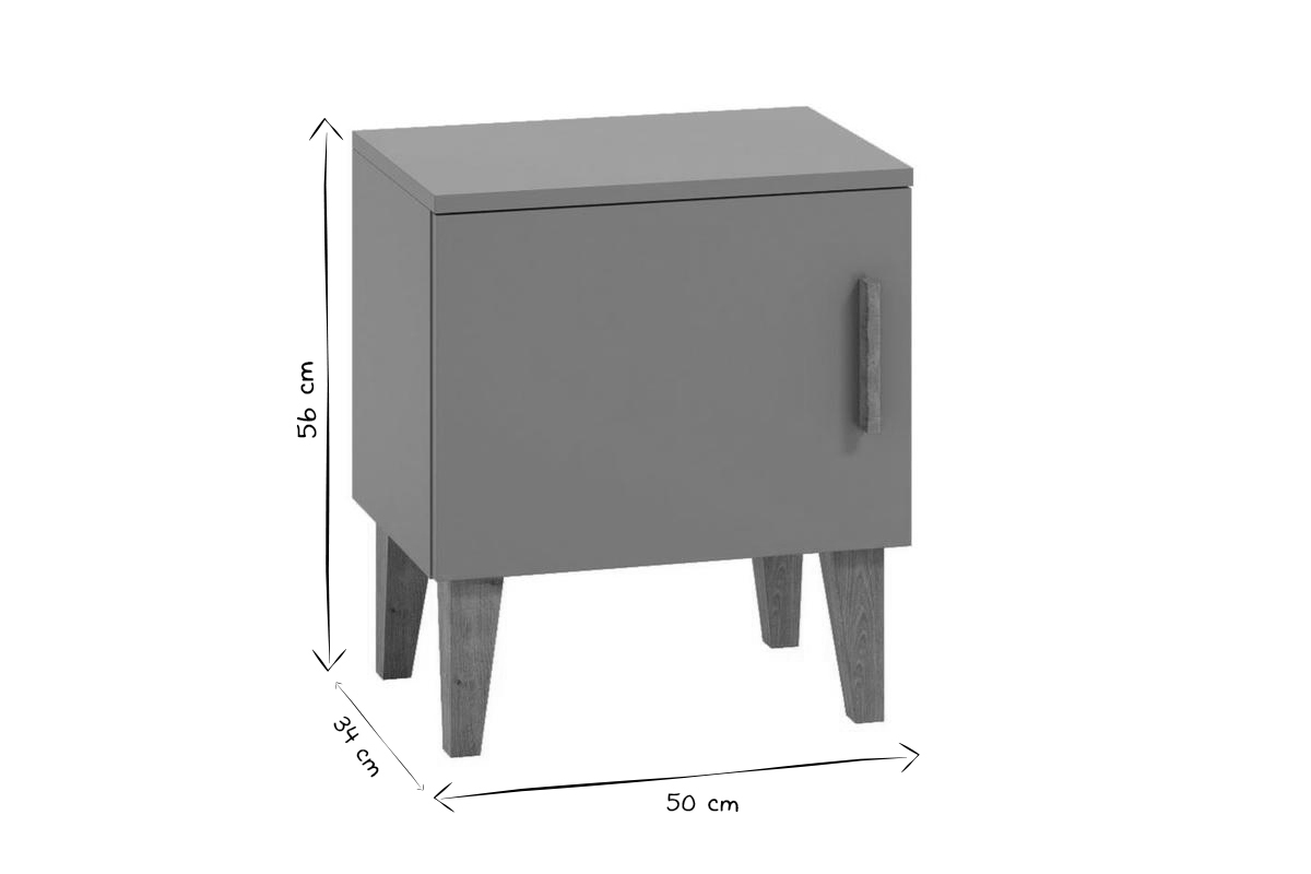 Comodino bambino grigio e base rovere ELIAS