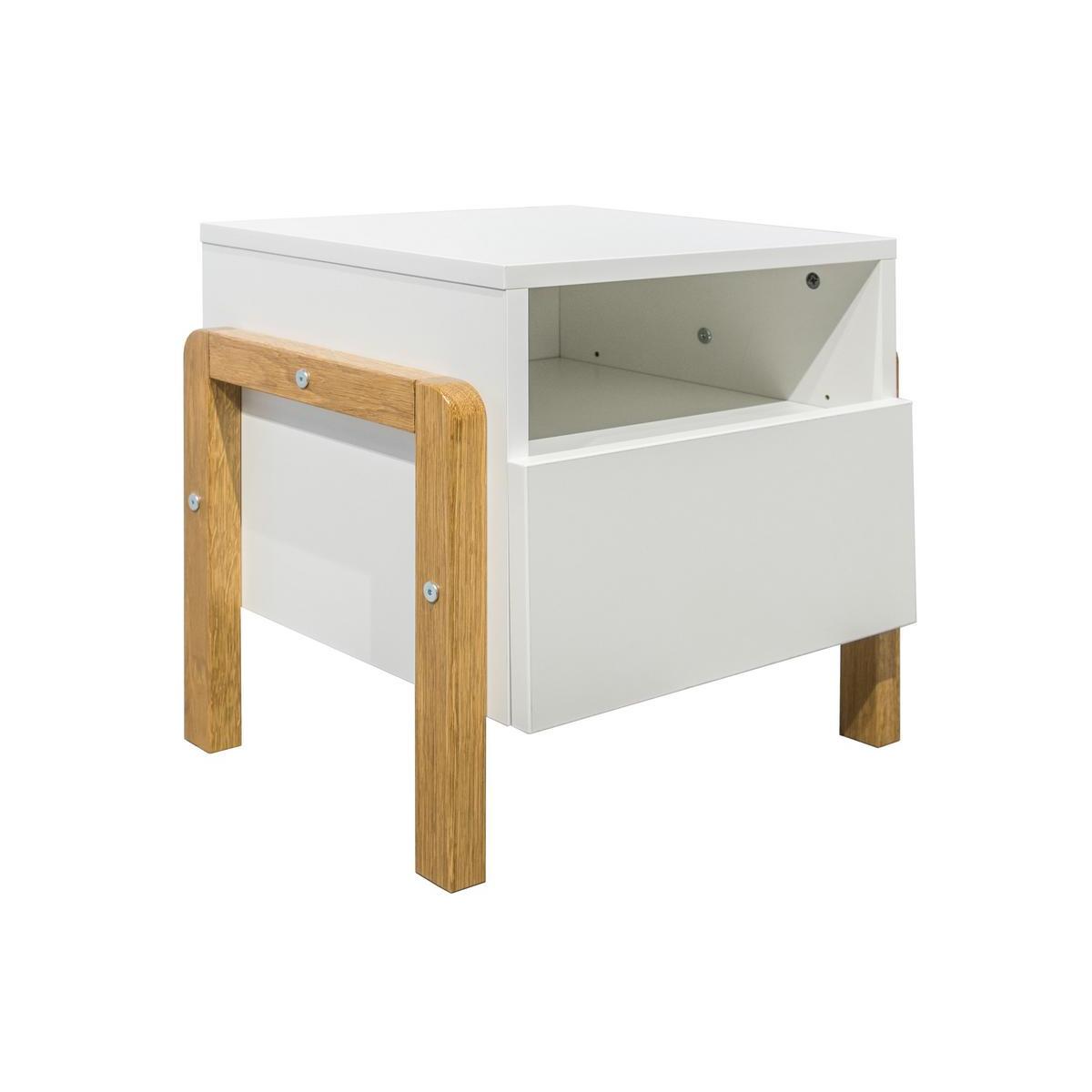 Comodino bambino scandinavo bianco opaco e rovere CELESTINE