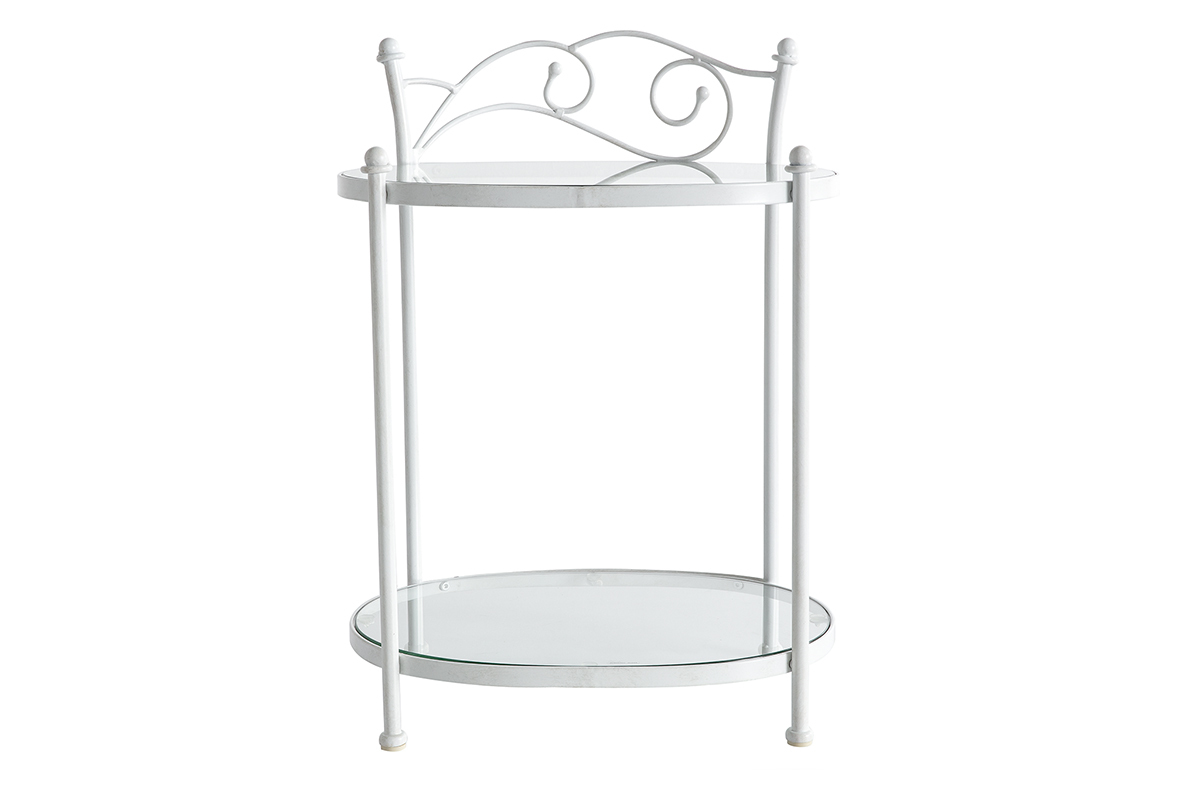 Comodino barocco bianco in metallo VENEZIA