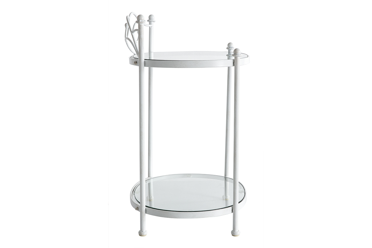 Comodino barocco bianco in metallo VENEZIA