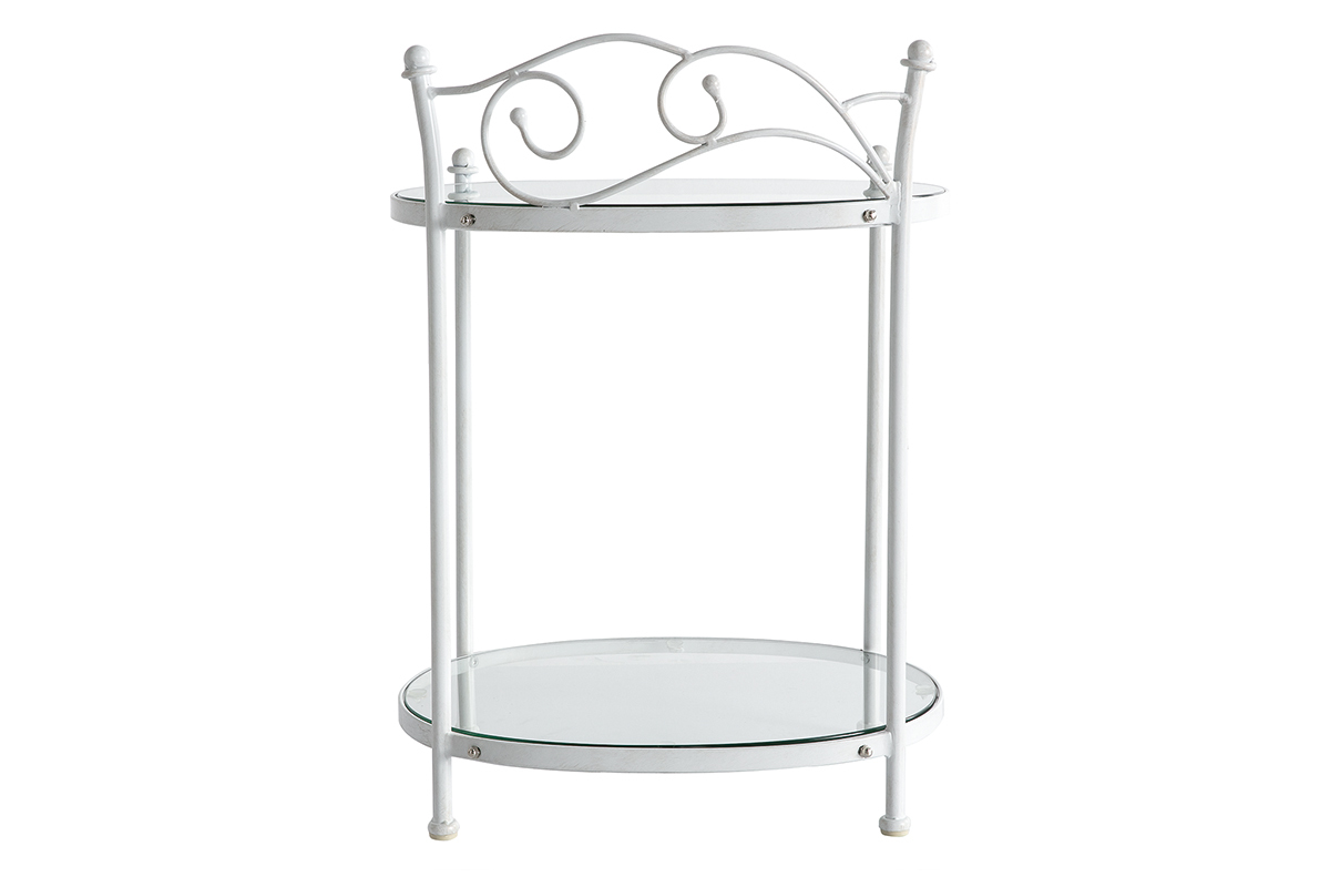 Comodino barocco bianco in metallo VENEZIA
