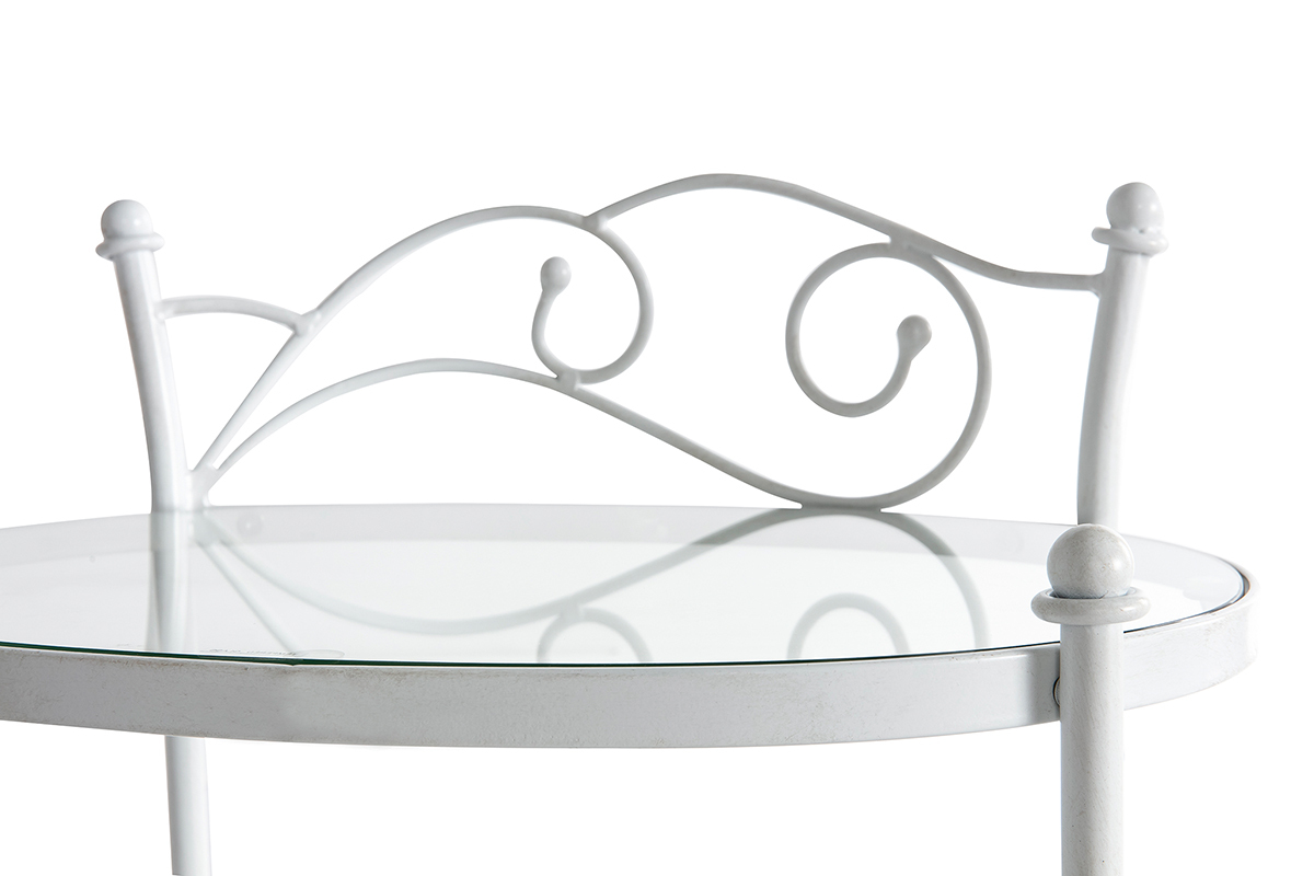 Comodino barocco bianco in metallo VENEZIA