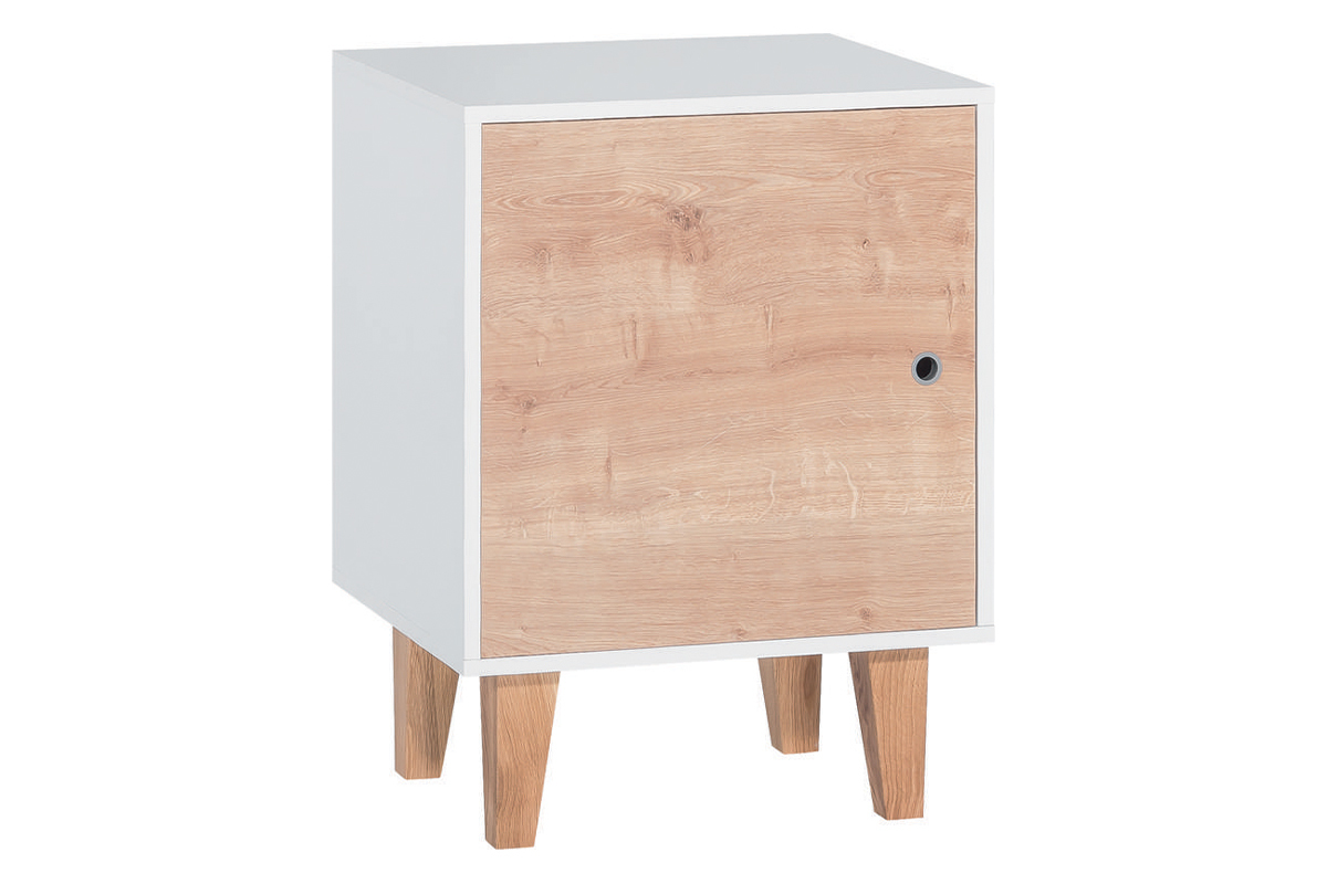 Comodino bianco e legno chiaro LISBET