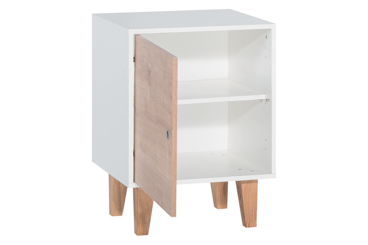 Comodino bianco e legno chiaro LISBET