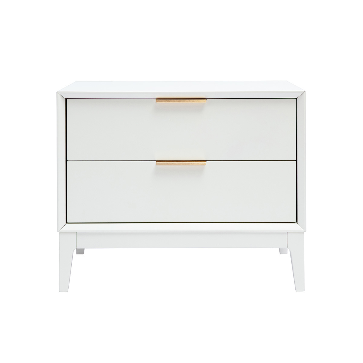 Comodino bianco opaco e metallo dorato con vani GIANA