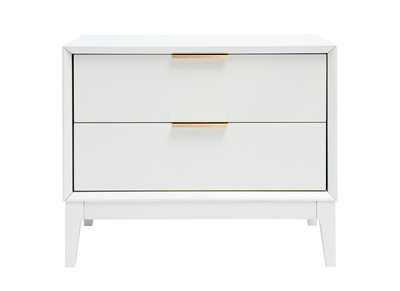 Comodino bianco opaco e metallo dorato con vani GIANA