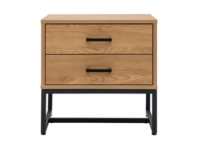 Comodino con 2 cassetti finitura legno chiaro rovere e metallo nero LOVATO