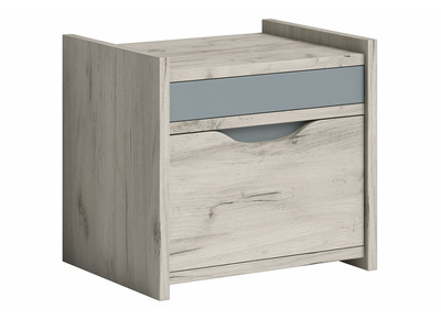 Comodino con cassetto frassino bianco e grigio TOM - Comodino con cassetto frassino bianco e grigio TOM