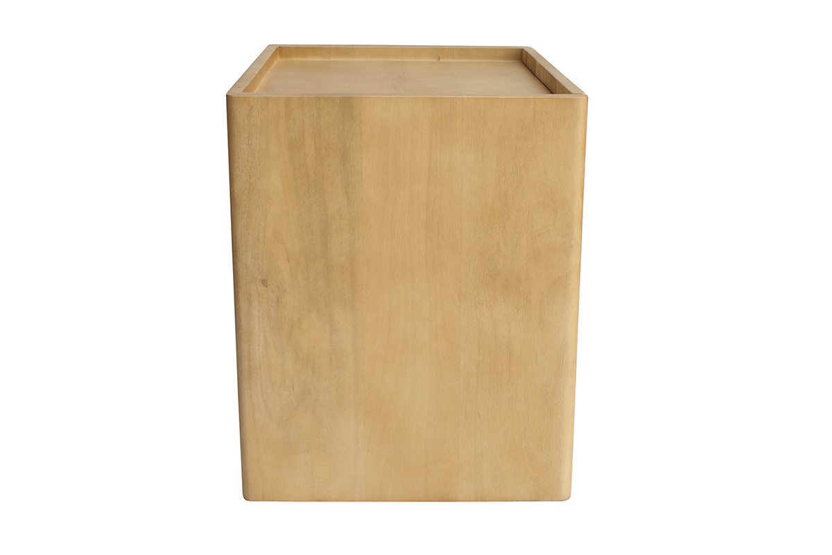 Comodino NEREA in legno di mango, vista dal lato destro.