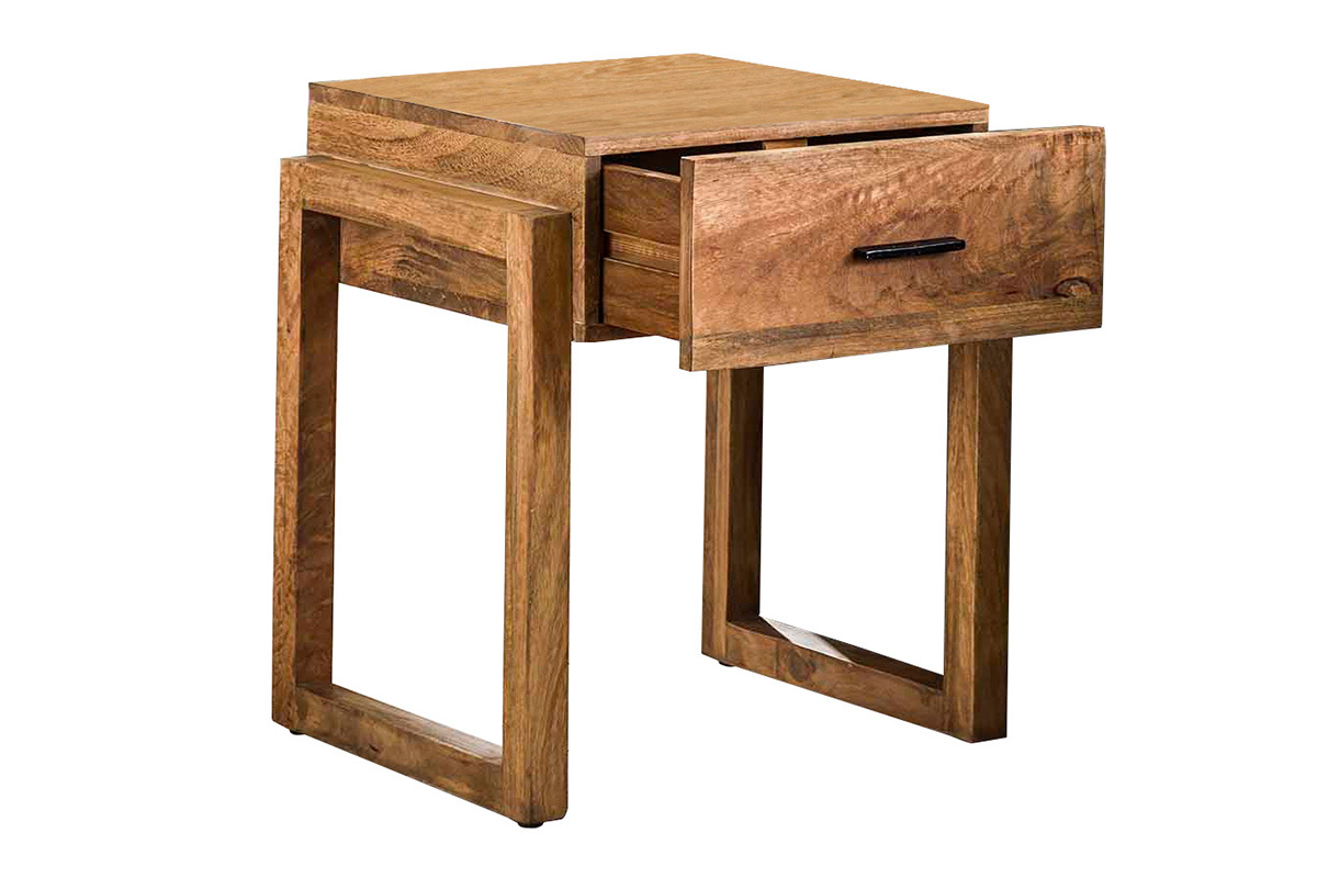 Comodino con cassetto in legno massello di mango DALE