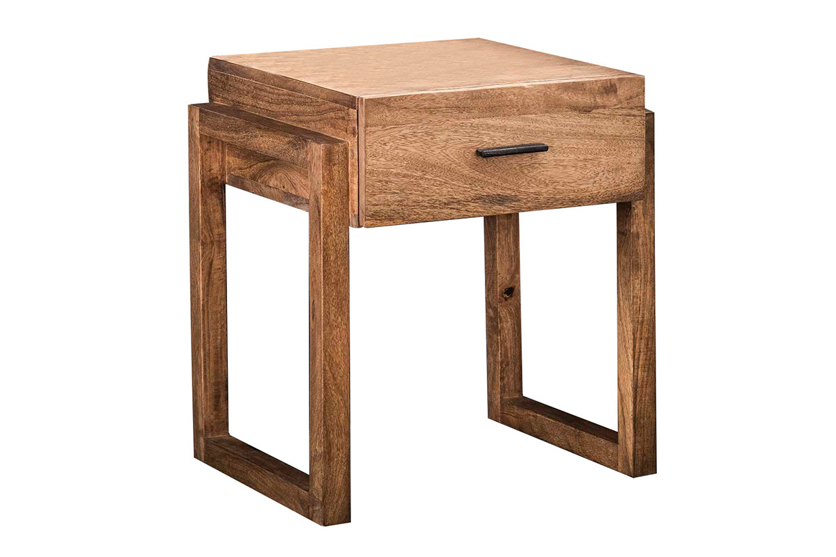 Comodino con cassetto in legno massello di mango DALE