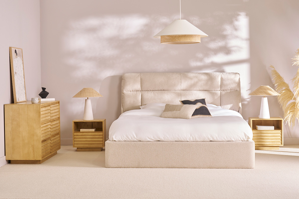 Comodino con cassetto in legno massello di mango L45 MATCHA