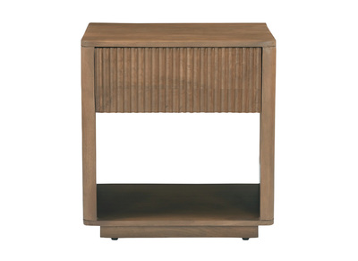 Comodino con cassetto in legno massiccio di mango scuro ALDA