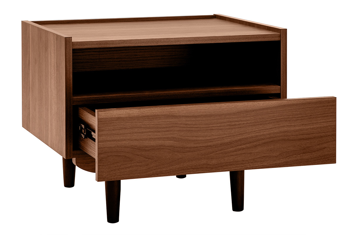 Comodino con cassetto in legno scuro SANAA