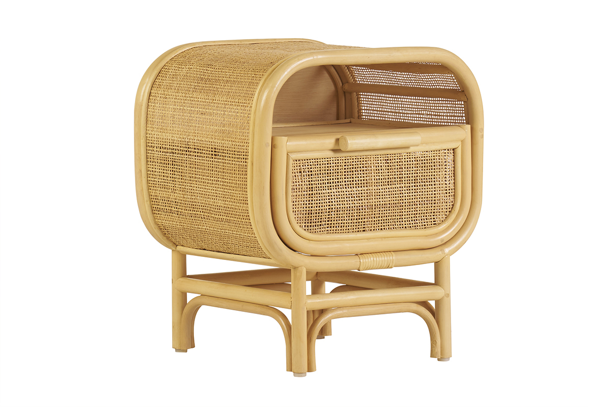 Comodino con cassetto in rattan L45 cm LUWAK