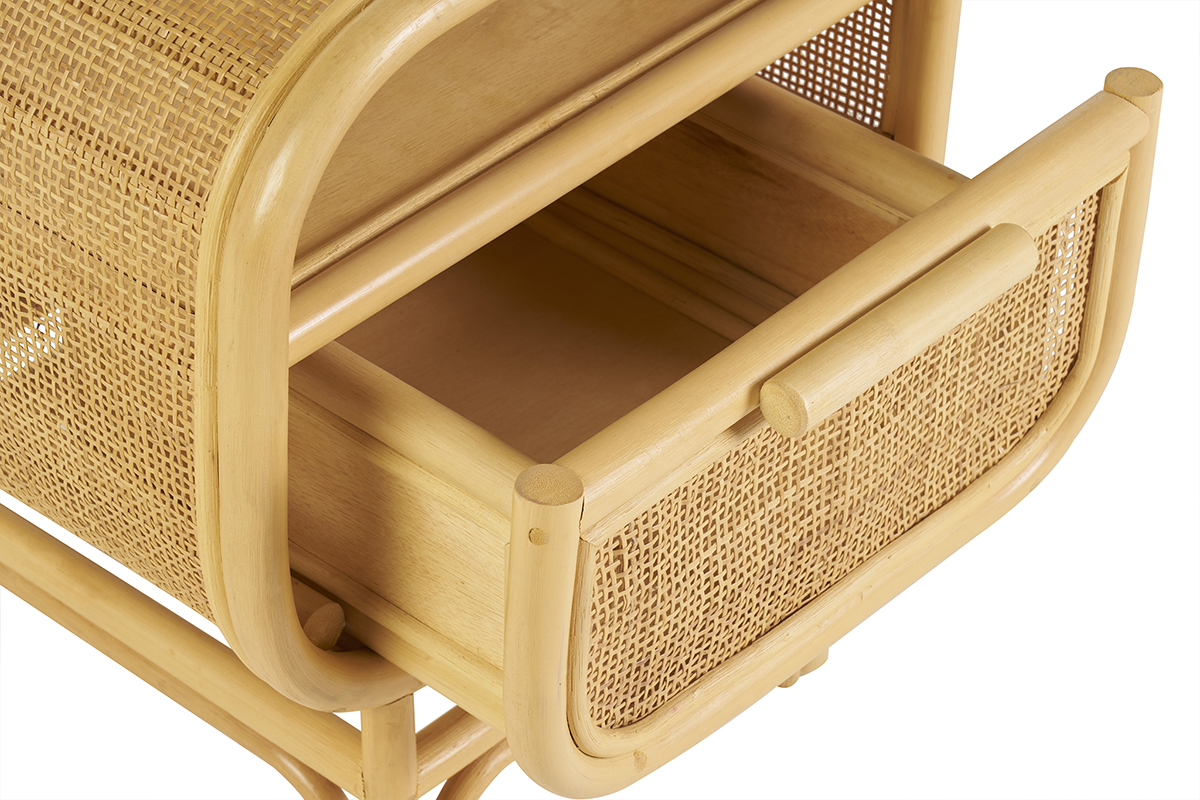 Comodino con cassetto in rattan L45 cm LUWAK
