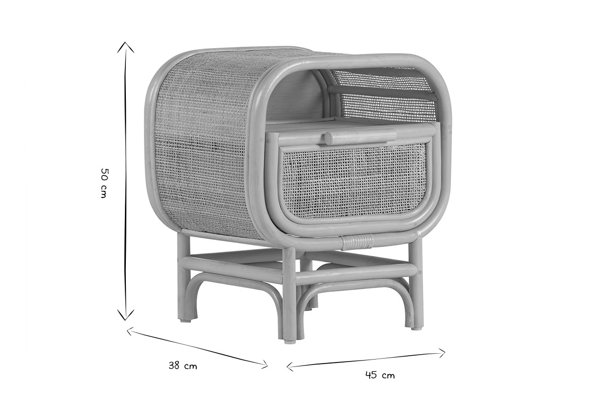 Comodino con cassetto in rattan L45 cm LUWAK