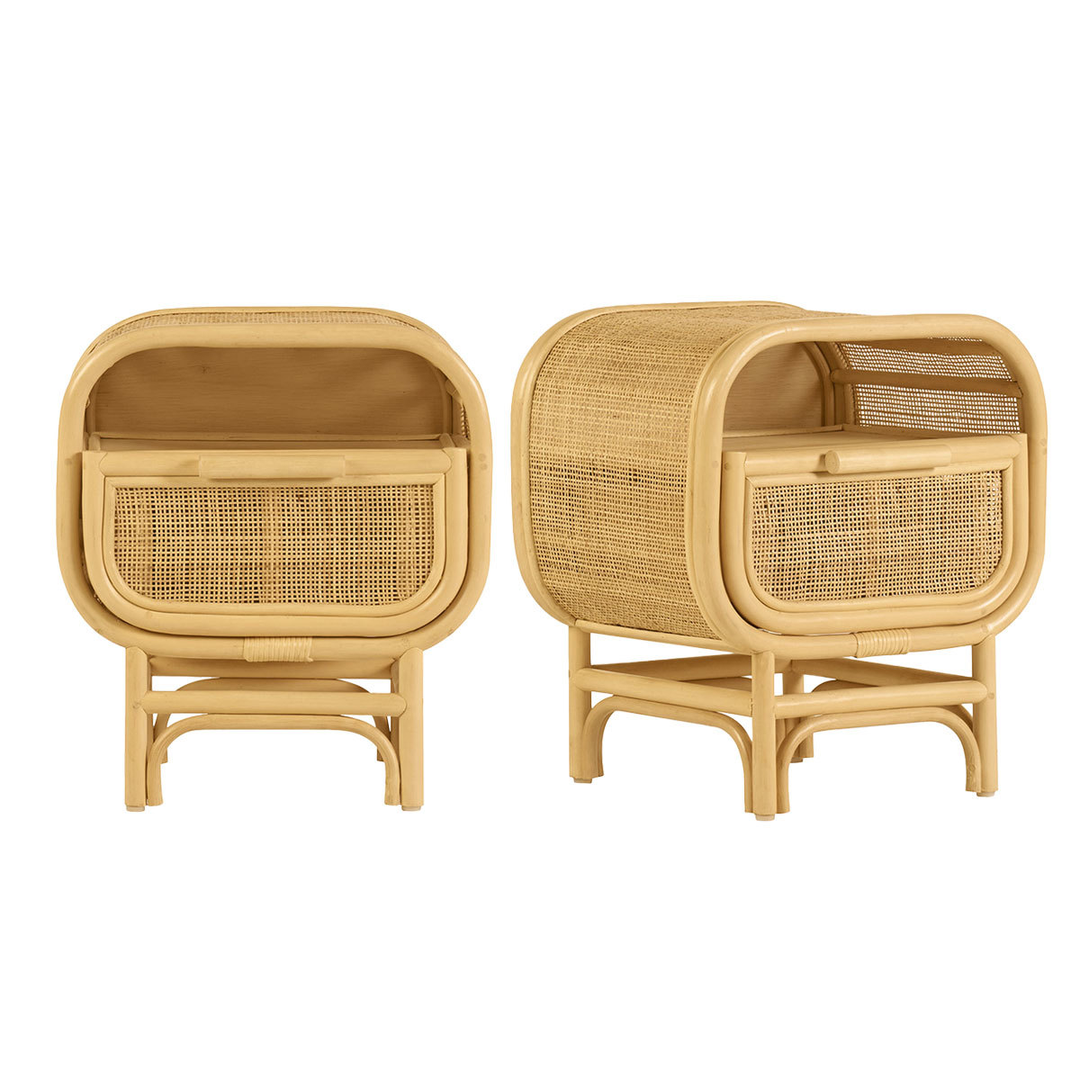 Comodino con cassetto in rattan LUWAK