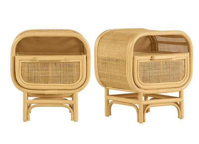 Comodino con cassetto in rattan LUWAK