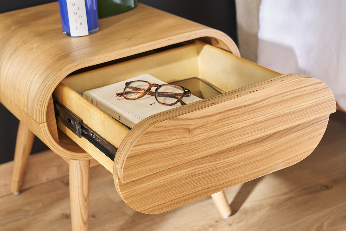 Comodino con cassetto vintage legno chiaro L45 cm (set di 2) BJORG