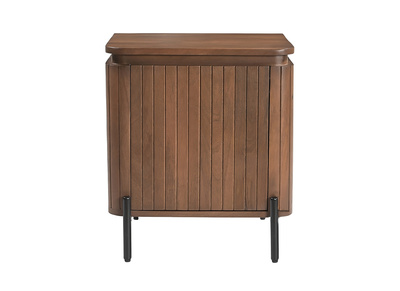 Comodino con contenitori in legno massello di mango tinto e metallo nero MERIDA