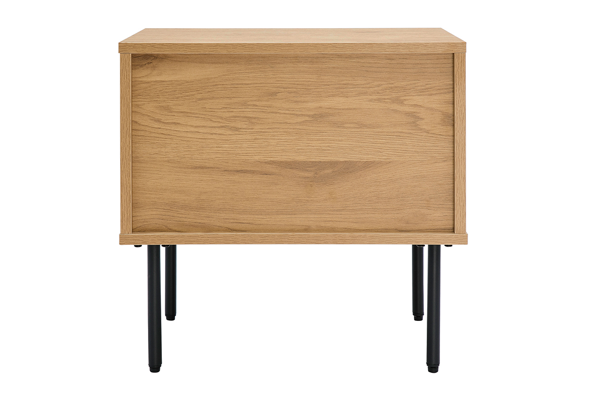 Comodino con scomparto finitura legno chiaro rovere e base metallo nero L50 cm PERNELLE