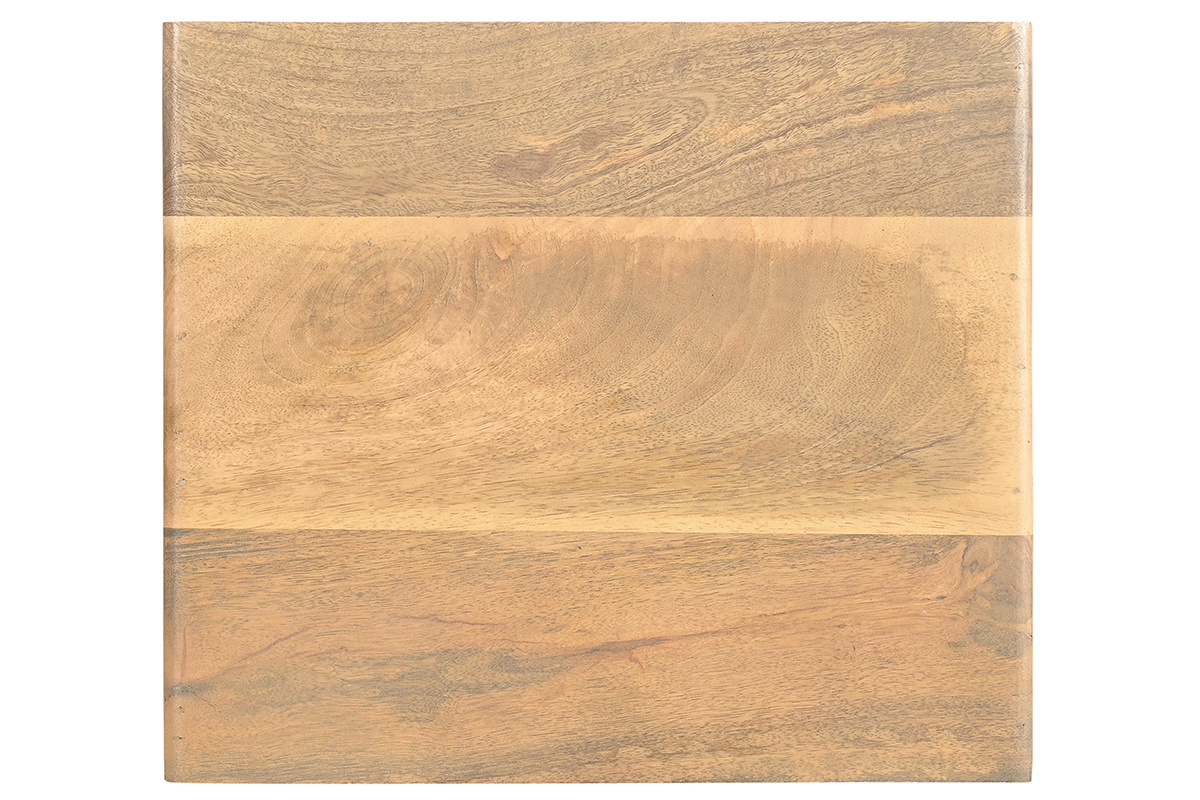 Comodino con scomparto in legno chiaro massello di mango e metallo nero L40 cm JUDE