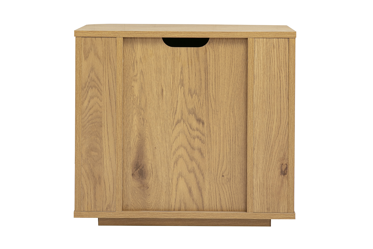 Comodino NEGAN in legno chiaro rovere con 2 cassetti, vista da dietro