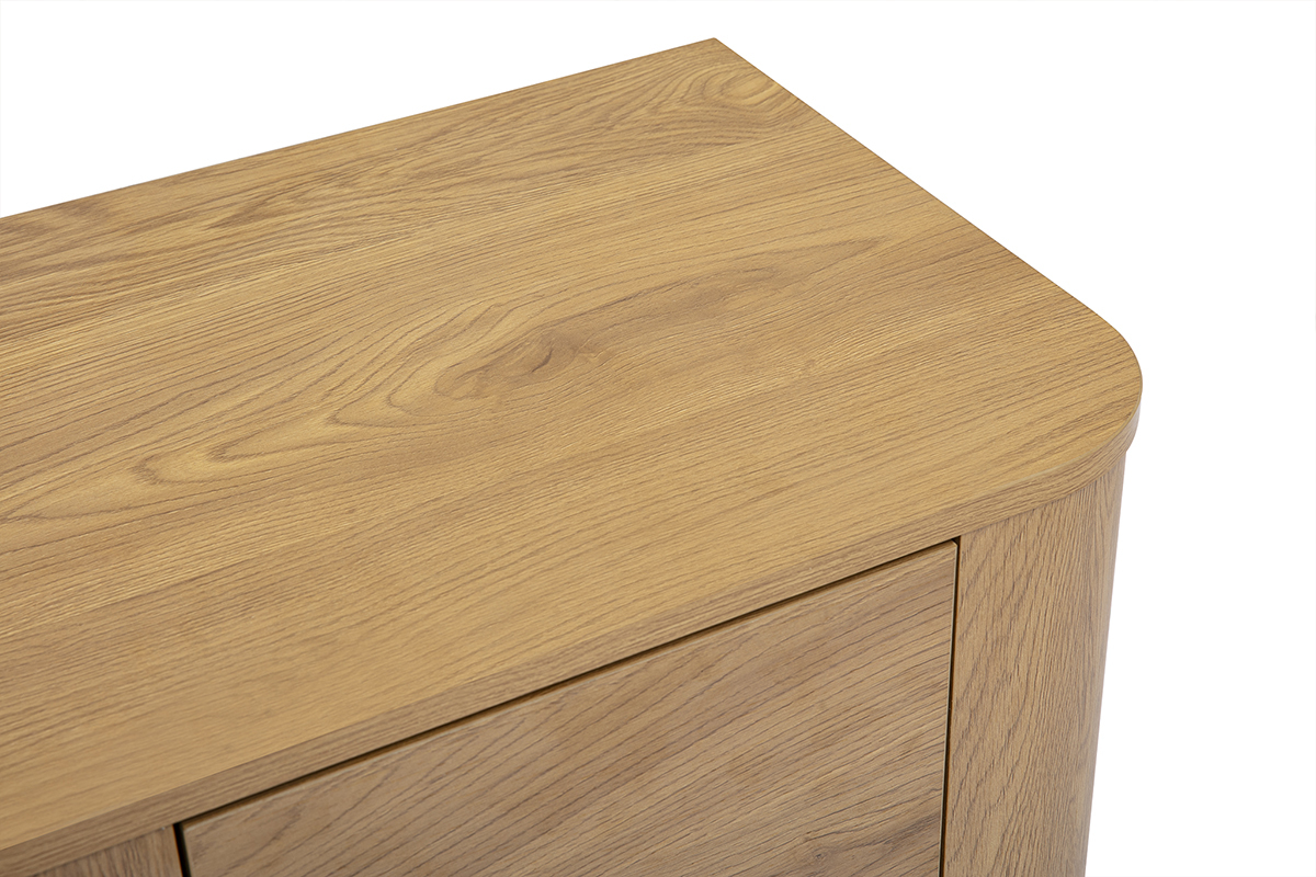 Comodino con vani portaoggetti 2 cassetti finitura legno chiaro rovere NEGAN