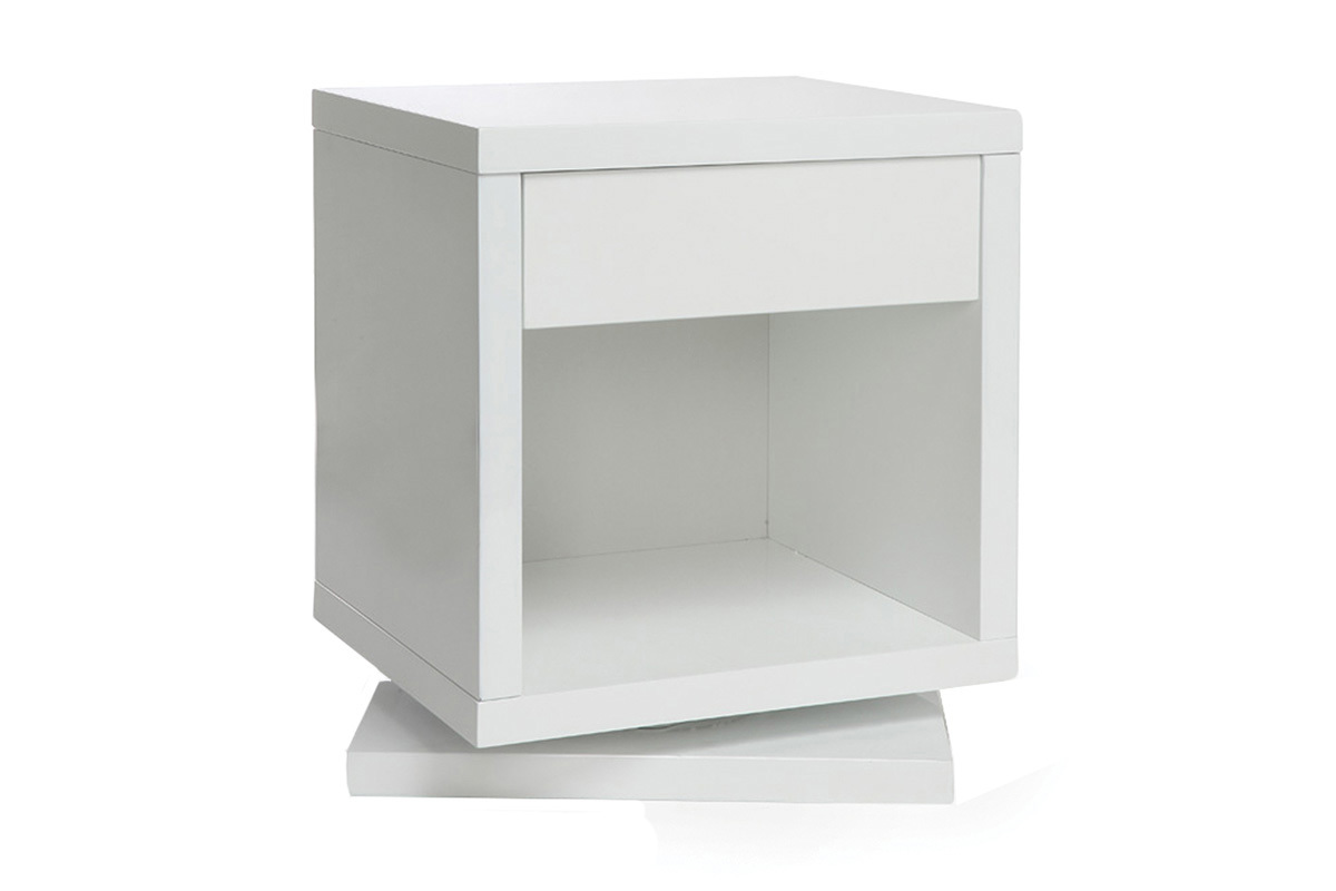 Comodino design girevole bianco lucido MAX