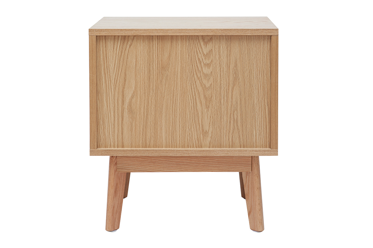 Comodino design scandinavo bianco e quercia HELIA