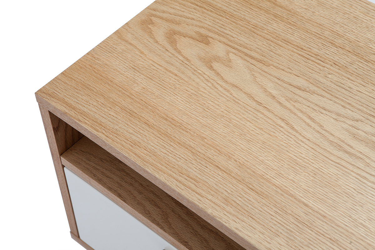 Comodino design scandinavo bianco e quercia HELIA