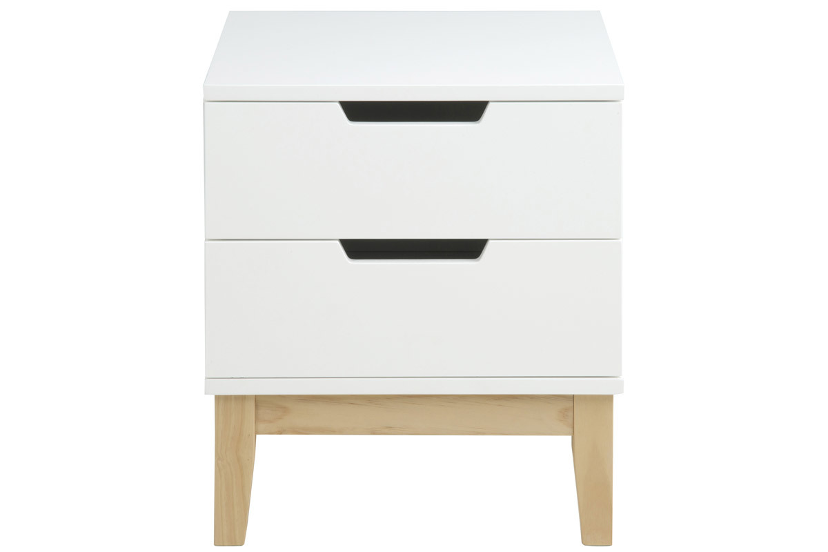 Comodino desing legno e bianco 2 cassetti SNOOP