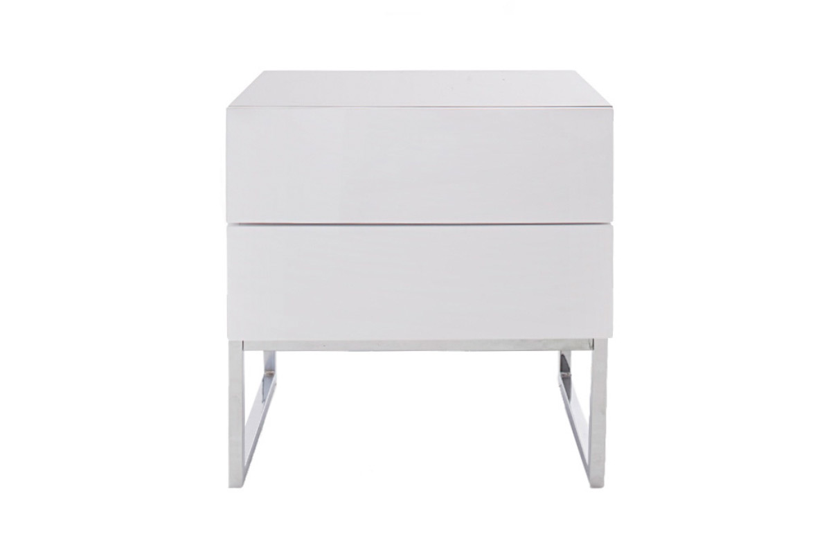 Comodino di design 2 cassetti bianco laccato brillante NYX