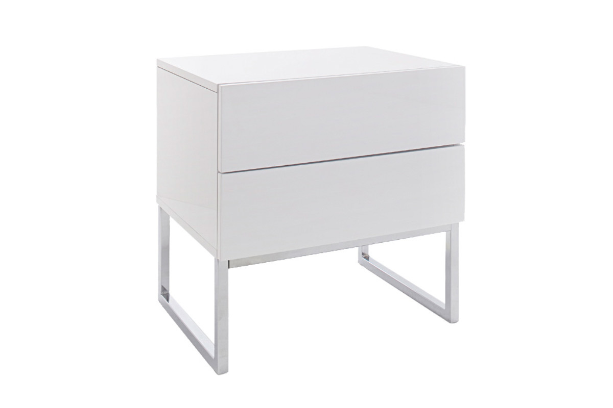 Comodino di design 2 cassetti bianco laccato brillante NYX