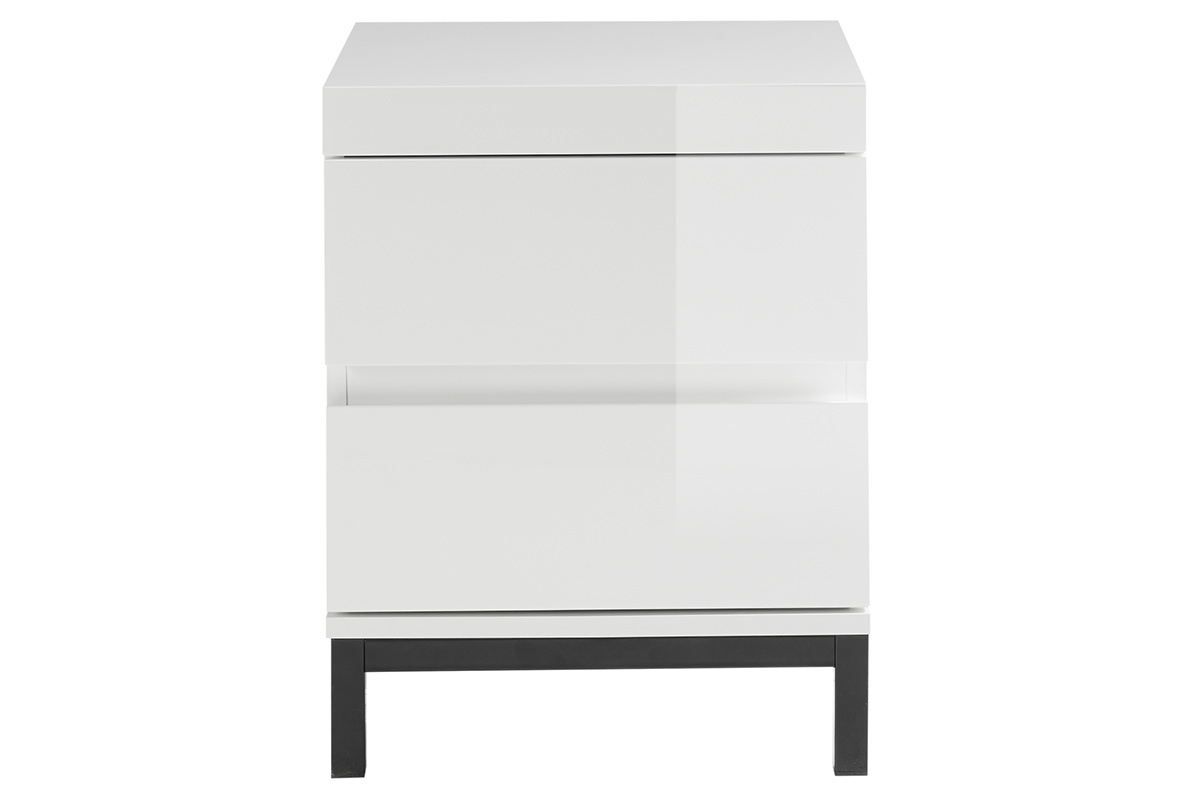 Comodino di design con 2 cassetti laccati bianchi KOLL
