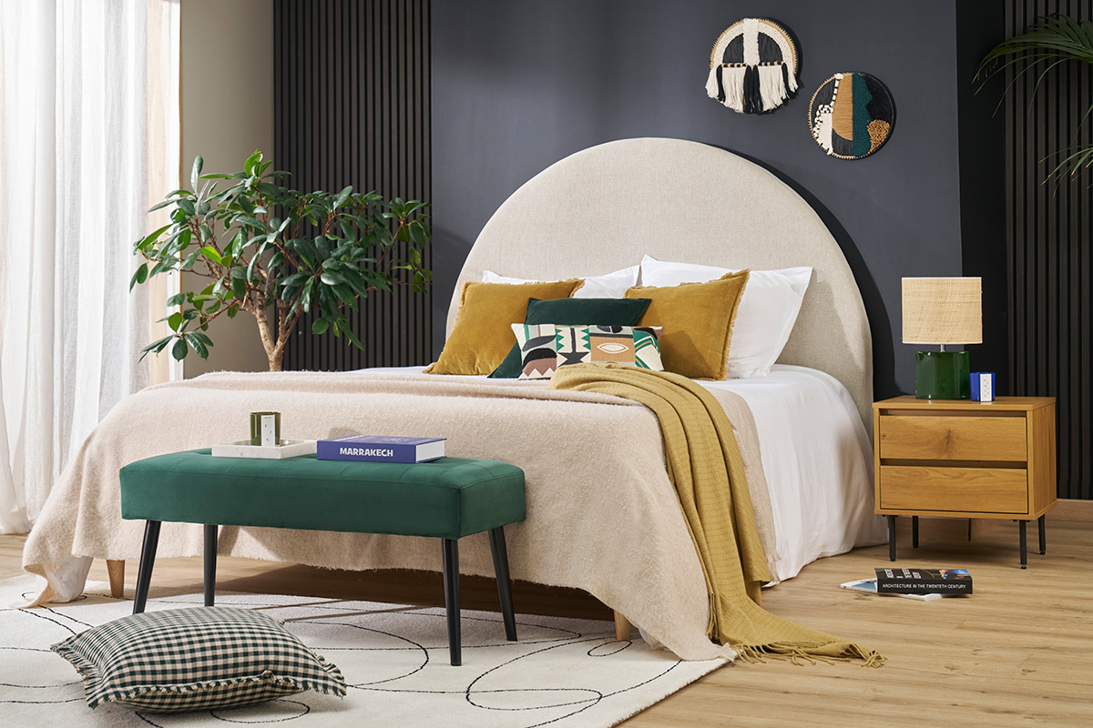 Comodino finitura legno chiaro rovere 2 cassetti ARAGON