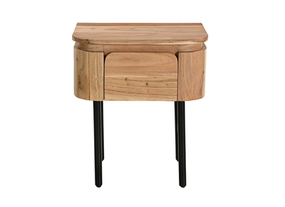 Comodino in legno massello e metallo nero con cassetto NAPOLI