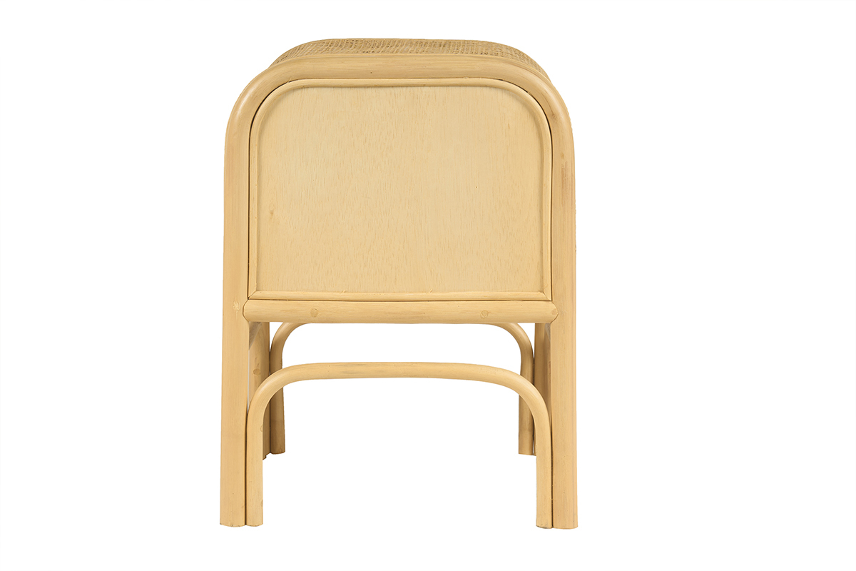 Comodino in rattan GALON vista da dietro.