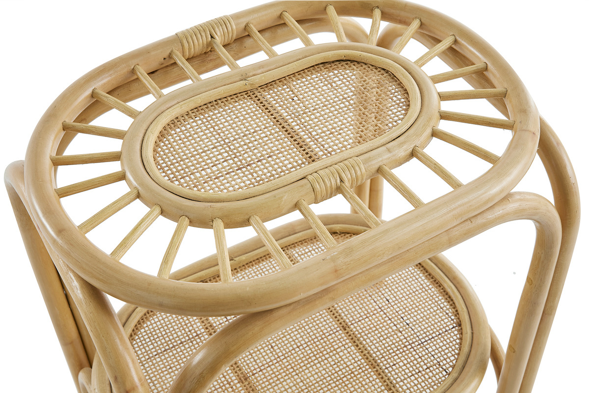 Comodino in rattan naturale e motivo a intreccio L45 cm BOW