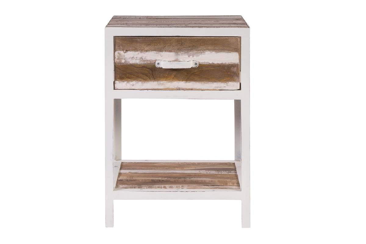Comodino legno e metallo bianco ROCHELLE