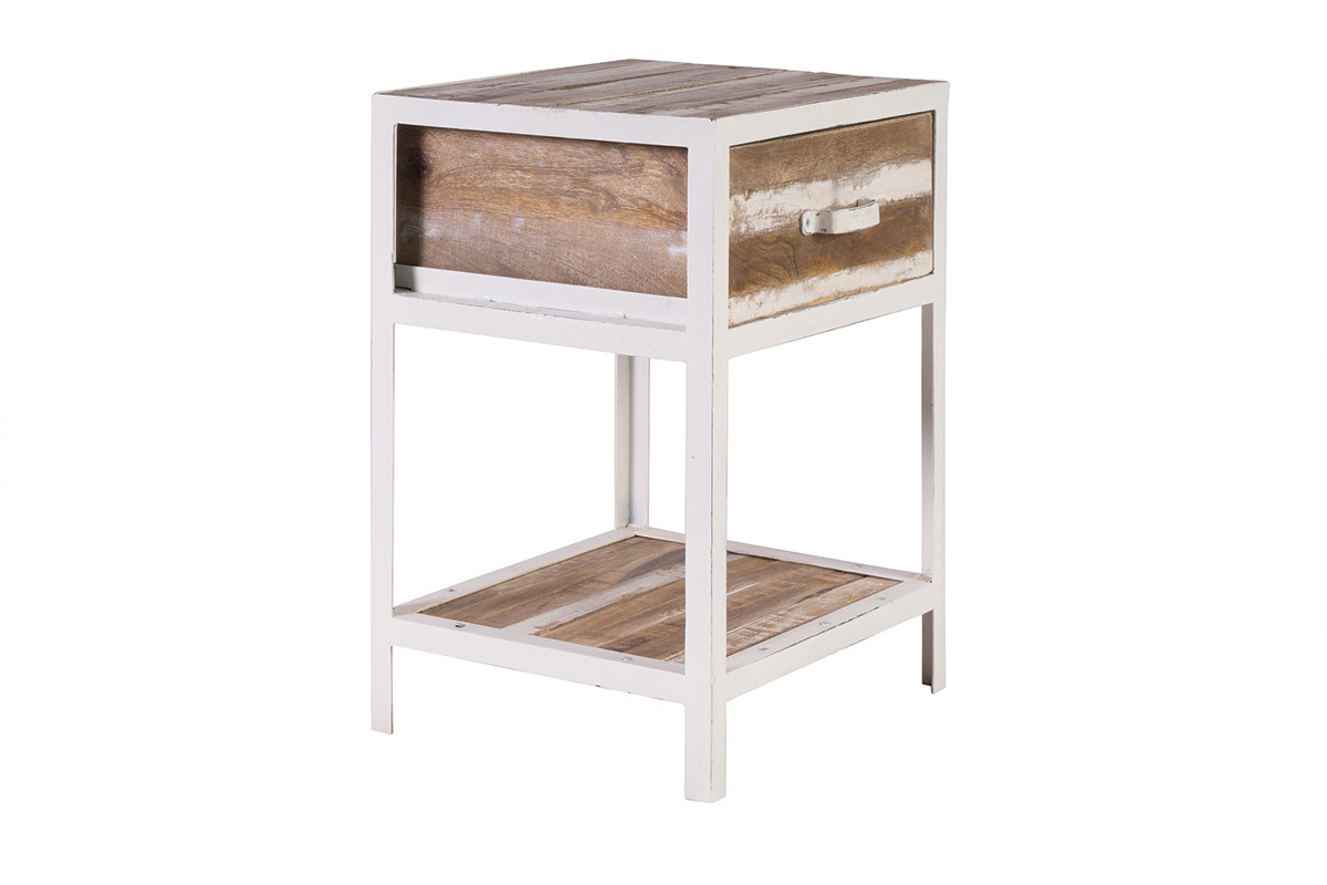 Comodino legno e metallo bianco ROCHELLE