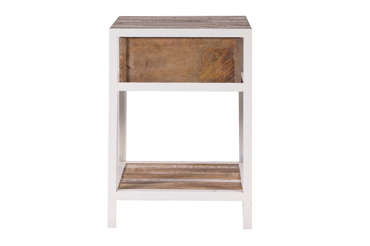 Comodino legno e metallo bianco ROCHELLE